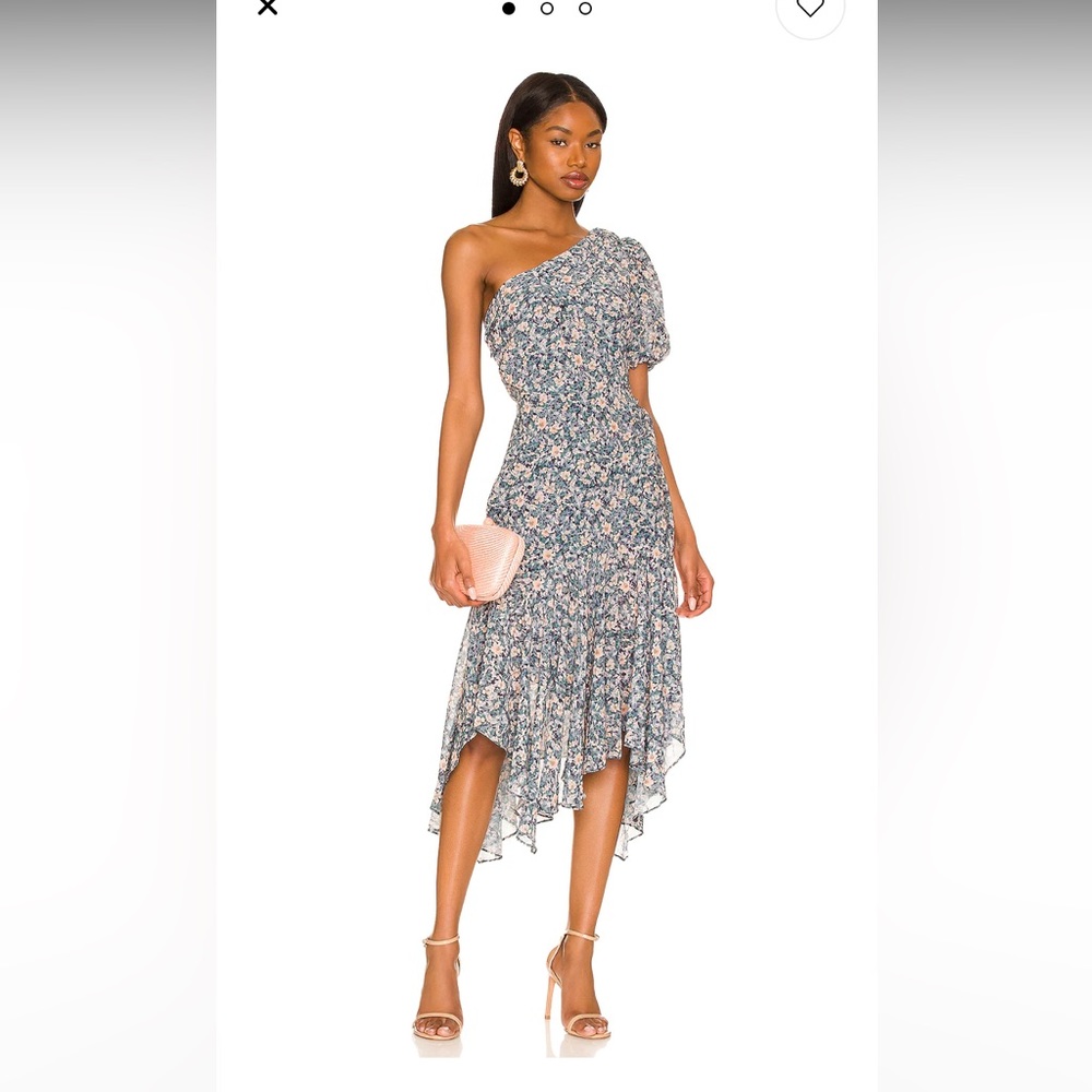 Astr the label - Santorini Dress in Blue & Peach Multi Floral